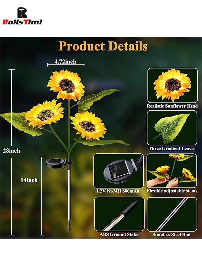 RollsTimi  2 Pack Solar Sunflower Garden Lights 24 Vibrant Sunflowers LED Outdoor Decorative Stake Lights for Yard, Patio, Lawn, Pathway, IP65 Waterproof - Image 4