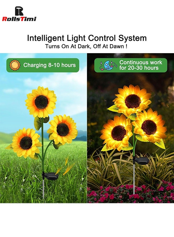 RollsTimi  2 Pack Solar Sunflower Garden Lights 24 Vibrant Sunflowers LED Outdoor Decorative Stake Lights for Yard, Patio, Lawn, Pathway, IP65 Waterproof - Image 5