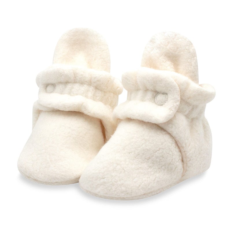 Zutano Unisex Cozie Fleece Baby Booties with Grippers, Baby Essentials, Cream, 18 Months Unisex Infant - Image 1