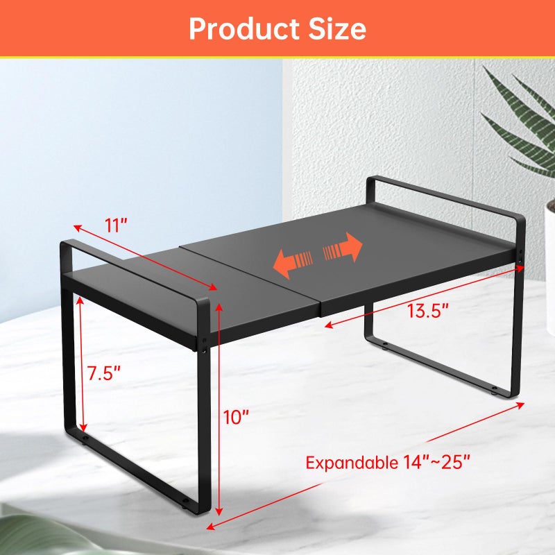 KOMOHOM Expandable Cabinet Shelf Organizer Rackï¼ŒKitchen Cabinet Shelves 11 Inch Deepï¼ŒAdjustable Storage Shelvesï¼ŒPantry Shelf(1 Pack) - Image 3