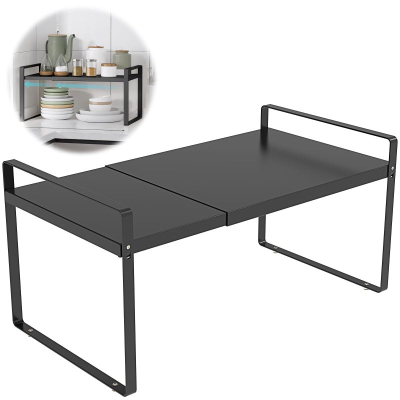 KOMOHOM Expandable Cabinet Shelf Organizer Rackï¼ŒKitchen Cabinet Shelves 11 Inch Deepï¼ŒAdjustable Storage Shelvesï¼ŒPantry Shelf(1 Pack) - Image 1
