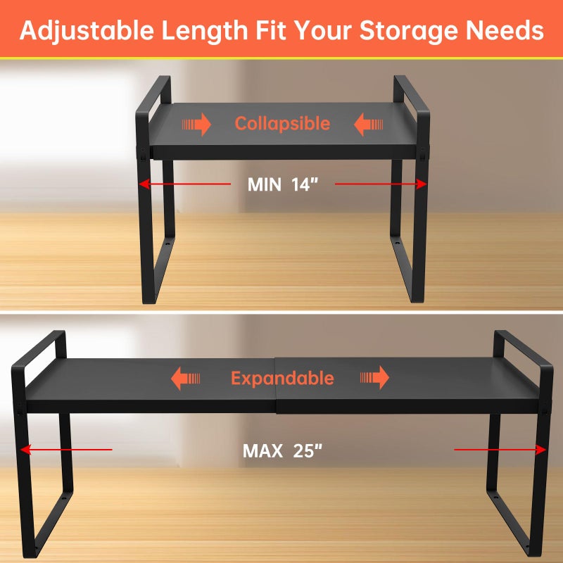 KOMOHOM Expandable Cabinet Shelf Organizer Rackï¼ŒKitchen Cabinet Shelves 11 Inch Deepï¼ŒAdjustable Storage Shelvesï¼ŒPantry Shelf(1 Pack) - Image 2
