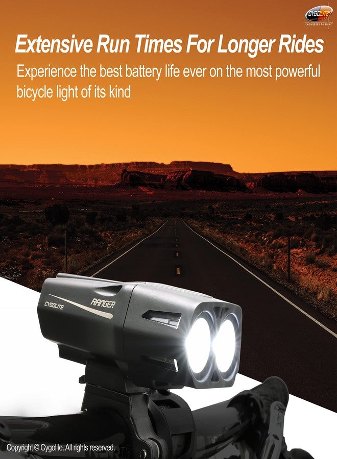 Cygolite Ranger 1,800 Lumen Endurance Bicycle Light- Ultra High Run Time- 9 Light Modes- Fine Tuneable Brightness- IP67 Waterproof- Hard Mount- USB Rechargeable- Road & Mountain - Image 3