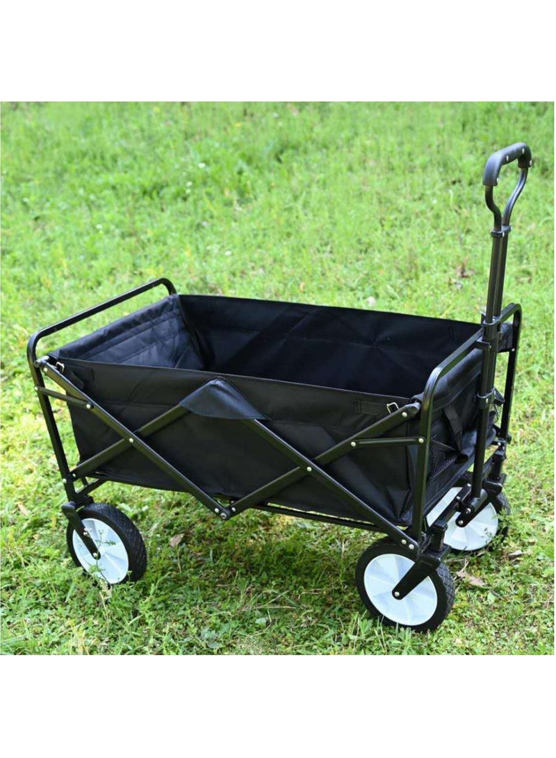 UREVO Outdoor Wagon Collapsible with Removable Fabric Festival Garden Camping Picnic Cart Supports Max 100kg Portable Transport Trailer Black - Image 1