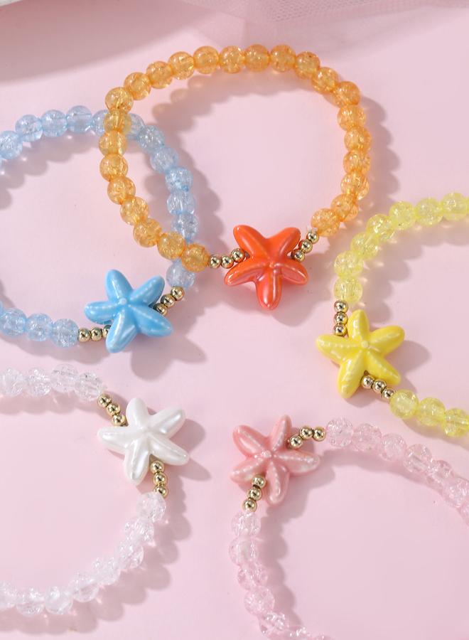 Take Two Pack of 5 - Girls Multi-Color Starfish Charm Beaded Bracelets - Image 3