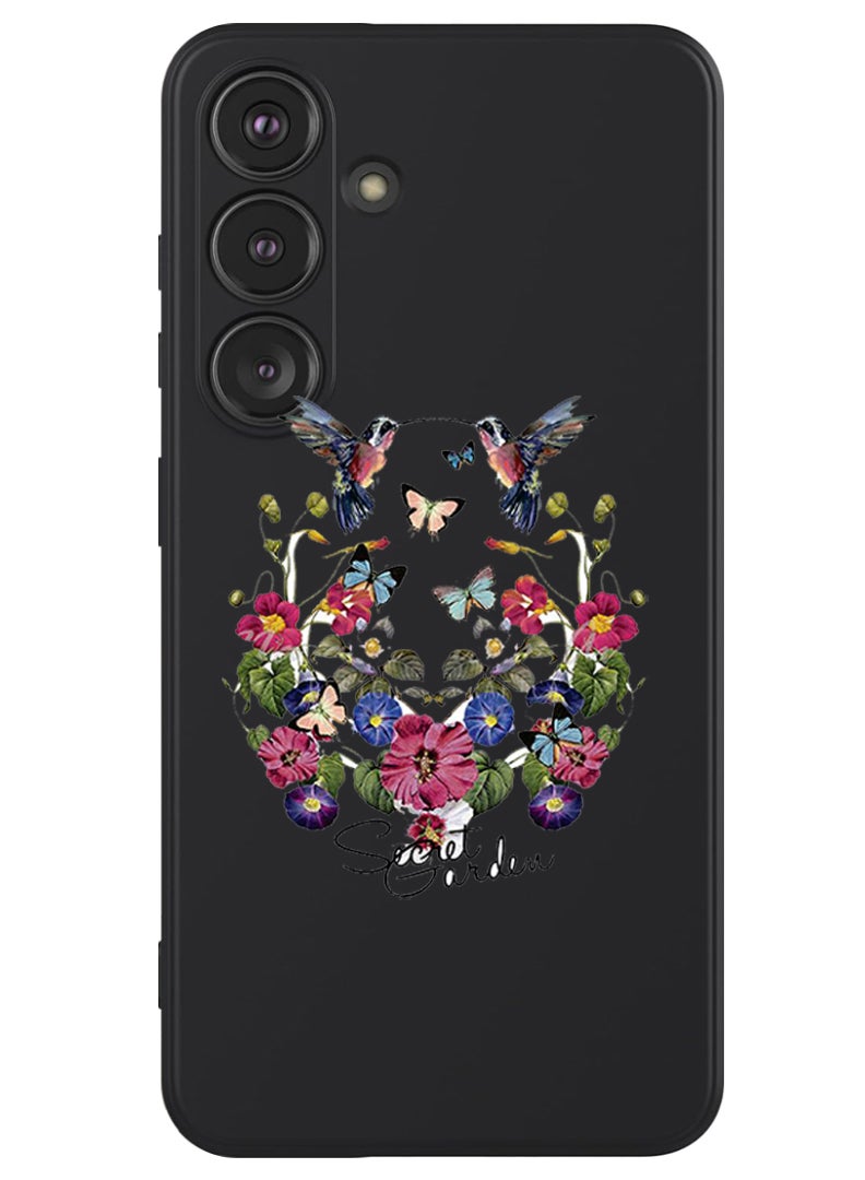 Theodor Protective Slim Fit Case Liquid Silicone Cover with Full Body Protection Anti-Scratch Shockproof Case For Samsung Galaxy S24 (Black) - Secret Garden - Image 1