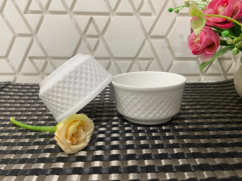 ALTAICA Bone China White Ceramic 80 ml Small Sauce Bowl Set of 4 Mini Dip Bowls for Serving Chutney, Salsa, Pickle, Sauce - Image 2