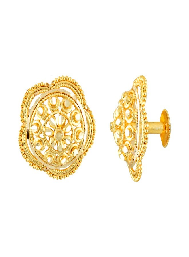 MEENAZ Traditional Temple 1 One Gram Gold 18k Copper Brass Ruby Meenakari South Indian Screw Back Studs Earrings Combo Set Pack Tops Stud For Women girls Latest -Ear rings combo-M129 - Image 4