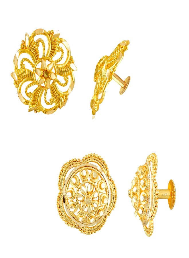 MEENAZ Traditional Temple 1 One Gram Gold 18k Copper Brass Ruby Meenakari South Indian Screw Back Studs Earrings Combo Set Pack Tops Stud For Women girls Latest -Ear rings combo-M129 - Image 1