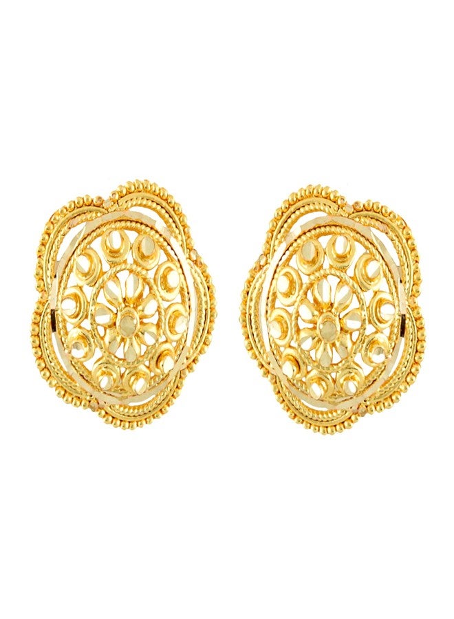 MEENAZ Traditional Temple 1 One Gram Gold 18k Copper Brass Ruby Meenakari South Indian Screw Back Studs Earrings Combo Set Pack Tops Stud For Women girls Latest -Ear rings combo-M129 - Image 2