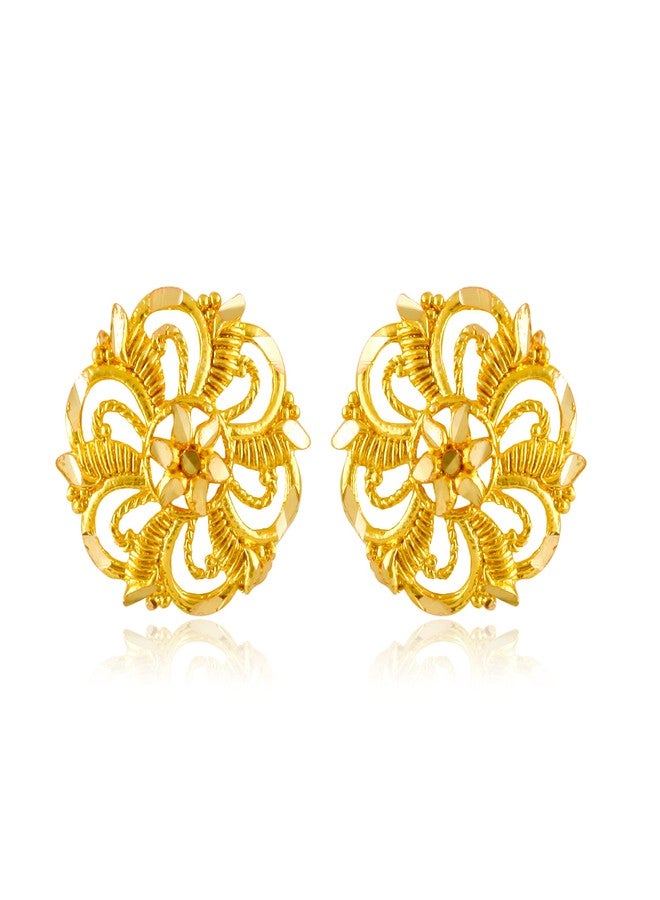 MEENAZ Traditional Temple 1 One Gram Gold 18k Copper Brass Ruby Meenakari South Indian Screw Back Studs Earrings Combo Set Pack Tops Stud For Women girls Latest -Ear rings combo-M129 - Image 3