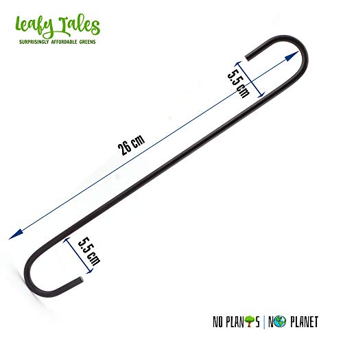 Leafy Tales 10-Inch Heavy Duty Metal S Hooks (Pack of 6) - Large Black S-Shaped Hanging Hooks for Plant Baskets, Bird Feeders, Pots & Pans | Rust-Proof Iron Utility Hooks for Home & Garden - Image 2