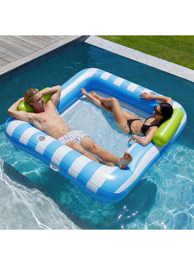 Pool Float - Striped square lounger float - navy blue Pool Float - Inflatable floating row - U-Shaped Water Hammock, Adult Floating Seat, Pool Raft, Summer Beach Lounger, Relaxation Pool Accessory - Image 3