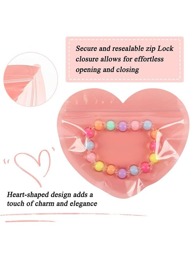 كوانتوم 50 حقيبة مجوهرات على شكل قلب، حقائب شفافة قابلة للإغلاق، حقيبة صغيرة لتنظيم المجوهرات - Image 3