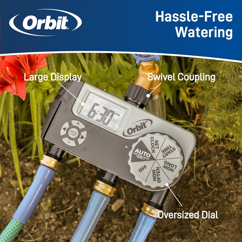 ORBIT 56233D 3-Outlet Digital Watering Timer, 3 valves, Black and Gray - Image 4