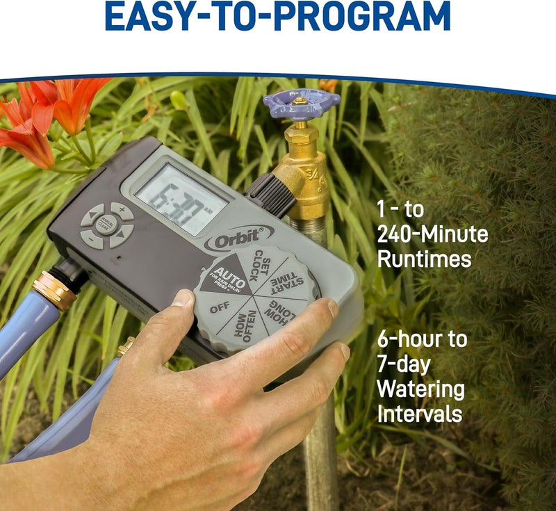 ORBIT 56233D 3-Outlet Digital Watering Timer, 3 valves, Black and Gray - Image 3