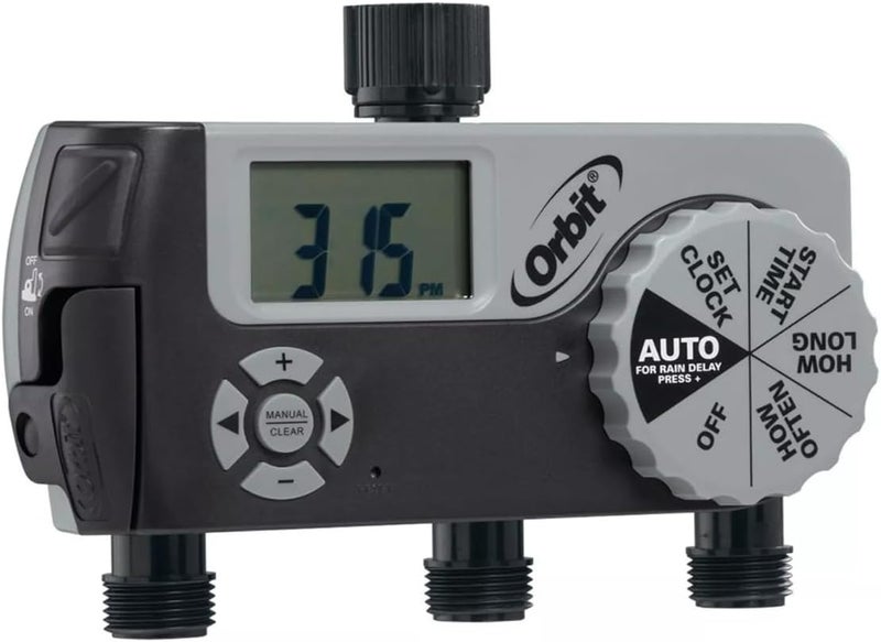 ORBIT 56233D 3-Outlet Digital Watering Timer, 3 valves, Black and Gray - Image 2