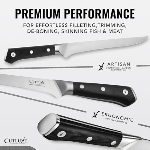 Cutluxe Boning Knife – 6" Razor Sharp Fillet – High Carbon German Steel – Full Tang Ergonomic Handle Design – Artisan Series - Image 2