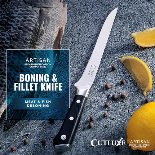 Cutluxe Boning Knife – 6" Razor Sharp Fillet – High Carbon German Steel – Full Tang Ergonomic Handle Design – Artisan Series - Image 4