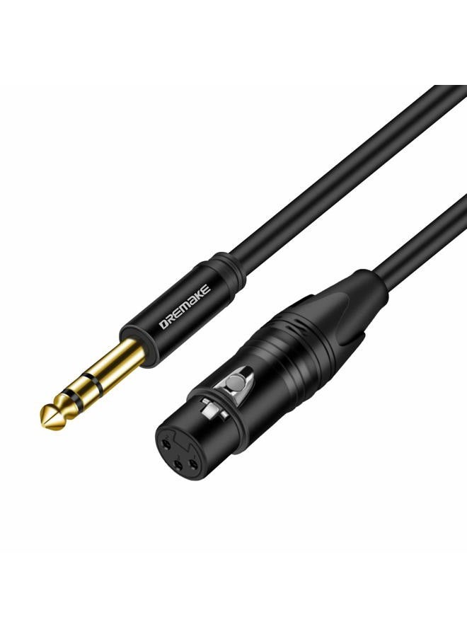 DREMAKE TRS 1/4 Inch 6.35mm/6.5mm to XLR Female Balanced Interconnect Audio Cable, 15FT 3Pin XLR to Quarter Inch Mic Cable for Microphone, Mixer, Guitar, AMP, Speakers - Black - Image 1