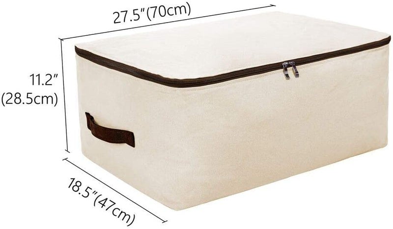 Metsi Wardrobe Organizer for Cloth storage bags for clothes large with Handles Breathable Canvas storage box under bed storage organizer box help in Organizing Clothes and More Beige - Image 3