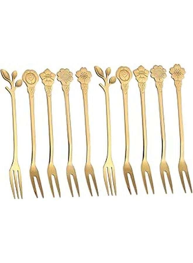 Titanium Coated Stainless Steel Fruit Forks 10 Piece Set For Dessert And Party - Image 1
