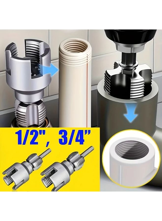 2025 New 2 Piece PVC Pipe Thread Cutting Tool Kit 1 2 Inch 3 4 Inch Fine Iron Material - Image 2