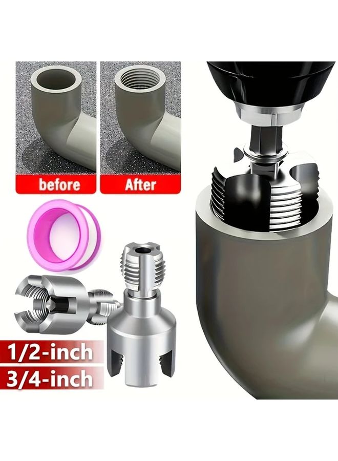 2025 New 2 Piece PVC Pipe Thread Cutting Tool Kit 1 2 Inch 3 4 Inch Fine Iron Material - Image 3