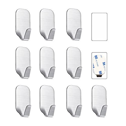 Kiemeu Small Self Adhesive Hooks for Hanging Heavy Duty Stick On Hooks for Wall Sticky Hooks, Pack of 10 - Image 1