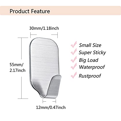 Kiemeu Small Self Adhesive Hooks for Hanging Heavy Duty Stick On Hooks for Wall Sticky Hooks, Pack of 10 - Image 4