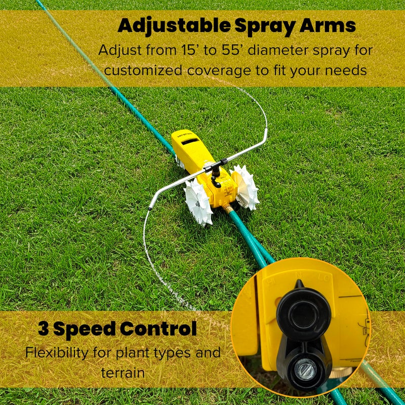 Nelson Rain Train 13,500 Square Feet Cast Iron Outdoor Lawn Traveling Water Sprinkler for Yard, and Garden, with Auto Shut Off, Yellow - Image 5