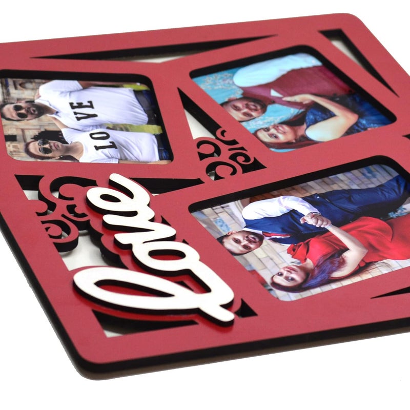 AJANTA ROYAL Photo Insert Love Collage Photo Frame With 3 Photos Perfect For Multiple Occassions Like Anniversary Valentines Day Birthdays Weddings etc RED - Image 5