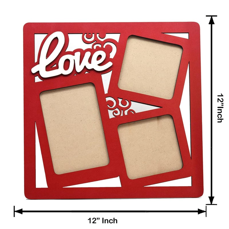 AJANTA ROYAL Photo Insert Love Collage Photo Frame With 3 Photos Perfect For Multiple Occassions Like Anniversary Valentines Day Birthdays Weddings etc RED - Image 2