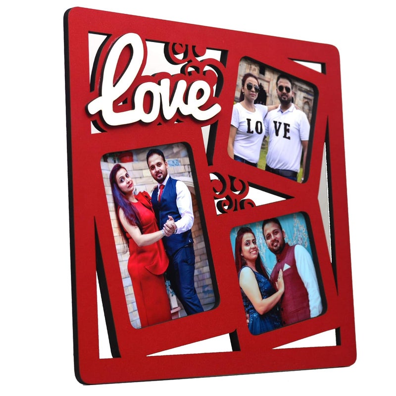 AJANTA ROYAL Photo Insert Love Collage Photo Frame With 3 Photos Perfect For Multiple Occassions Like Anniversary Valentines Day Birthdays Weddings etc RED - Image 3