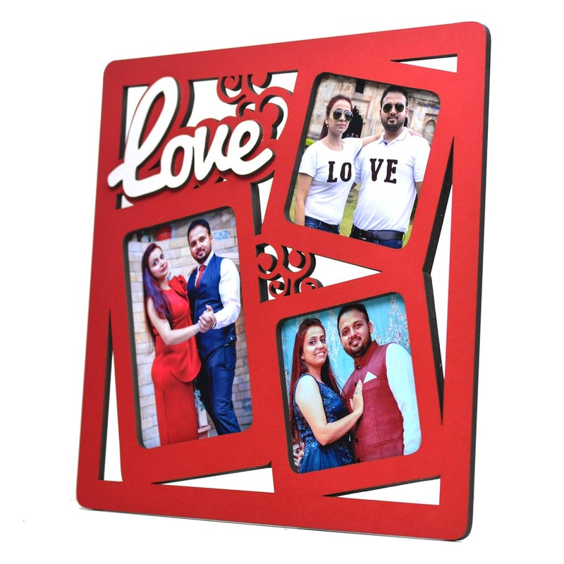 AJANTA ROYAL Photo Insert Love Collage Photo Frame With 3 Photos Perfect For Multiple Occassions Like Anniversary Valentines Day Birthdays Weddings etc RED - Image 4