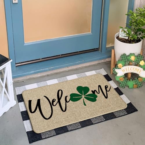 Artoid Mode Shamrock Welcome Doormat Seasonal Holiday St Patricks Day LowProfile Yard Floor Switch Mat for Indoor Outdoor 17 x 29 Inch - Image 3