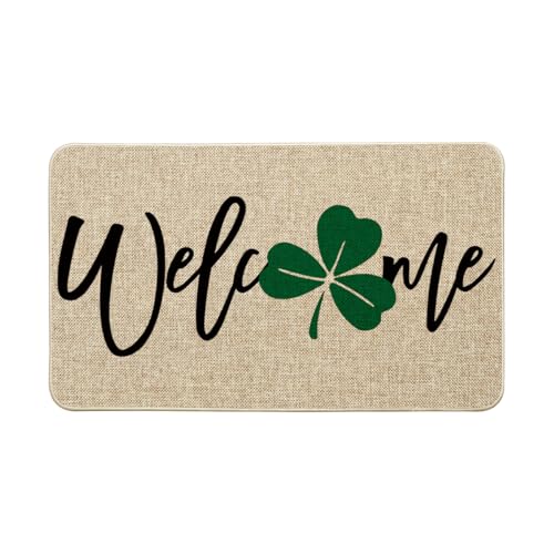 Artoid Mode Shamrock Welcome Doormat Seasonal Holiday St Patricks Day LowProfile Yard Floor Switch Mat for Indoor Outdoor 17 x 29 Inch - Image 1