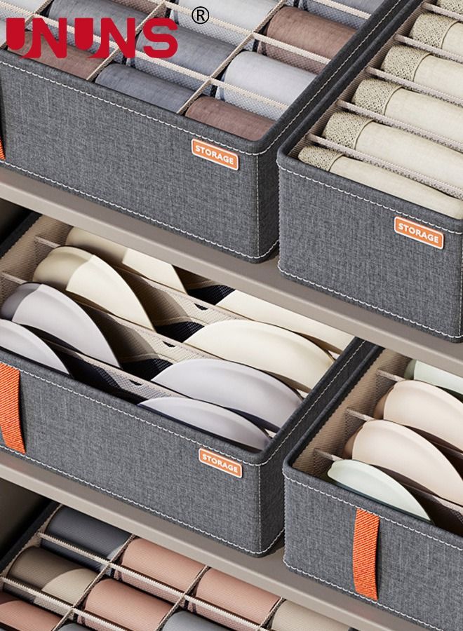 UNUNS Underwear Storage Box,Set Of 3 Foldable Divider Organizers,Closet Boxes For Socks,Bras,Ties,Scarves(20+6+7,Dark Gray) - Image 2