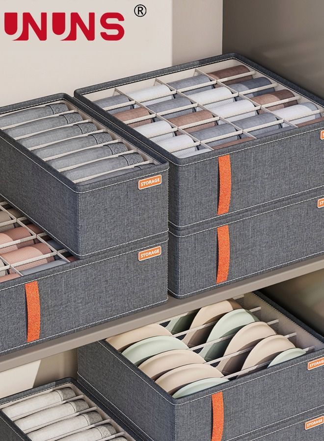 UNUNS Underwear Storage Box,Set Of 3 Foldable Divider Organizers,Closet Boxes For Socks,Bras,Ties,Scarves(20+6+7,Dark Gray) - Image 1