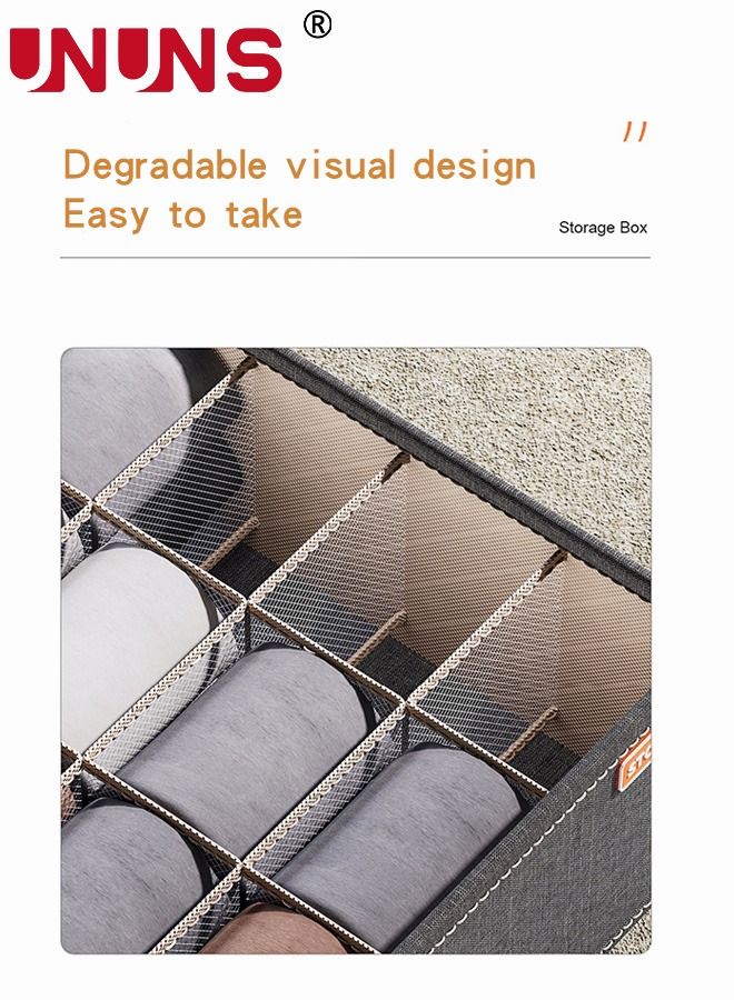 UNUNS Underwear Storage Box,Set Of 3 Foldable Divider Organizers,Closet Boxes For Socks,Bras,Ties,Scarves(20+6+7,Dark Gray) - Image 5