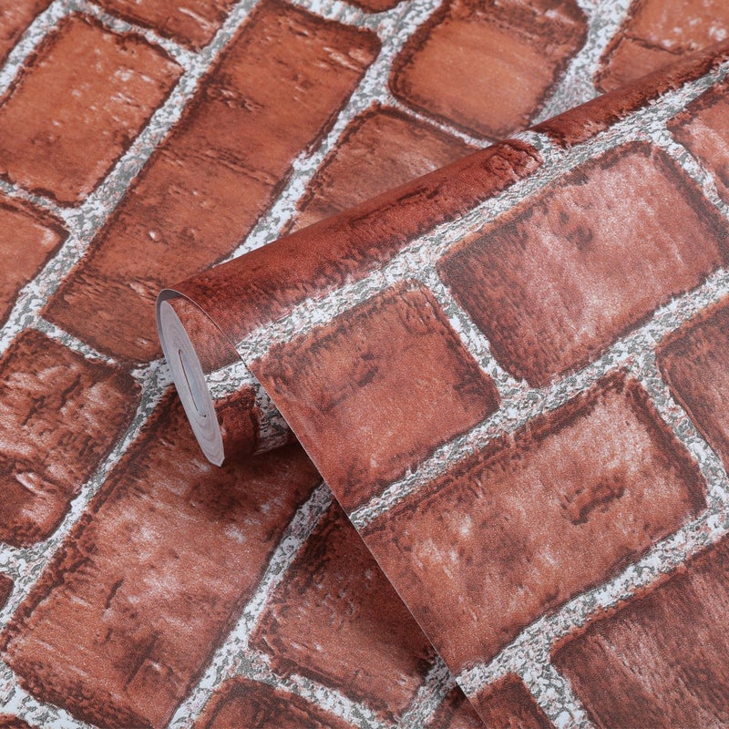 Coavas Brick Wallpaper Peel and Stick Red Faux Brick Contact Paper 177x1969 Inches Removable Wall Paper Adhesive Renter Friendly Bathroom Farmhouse Kitchen Backsplash