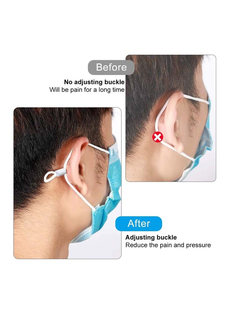 100PCS Cord Locks Toggles Face Mask Silicone Ends Fastener for Drawstrings Non-Slip Stopper Adjusters Elastic Ear Loop Drawstring Fasteners Adjustable Lanyard Buckle - Image 3