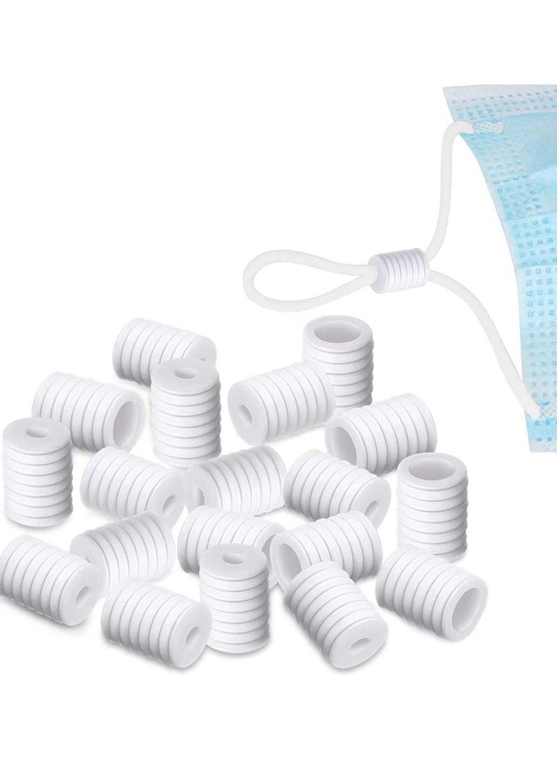 100PCS Cord Locks Toggles Face Mask Silicone Ends Fastener for Drawstrings Non-Slip Stopper Adjusters Elastic Ear Loop Drawstring Fasteners Adjustable Lanyard Buckle - Image 1
