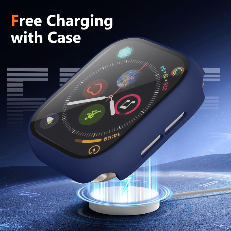 Charlam 3 Pack Charlam Case Compatible with Apple Watch 38mm Series 1/2/3 Built-in Screen Protector, Ultra-Thin Bumper Full Cover Hard PC Protective Case for iWatch 38MM, Black, Navy Blue, White - Image 5