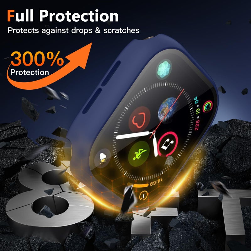 Charlam 3 Pack Charlam Case Compatible with Apple Watch 38mm Series 1/2/3 Built-in Screen Protector, Ultra-Thin Bumper Full Cover Hard PC Protective Case for iWatch 38MM, Black, Navy Blue, White - Image 2