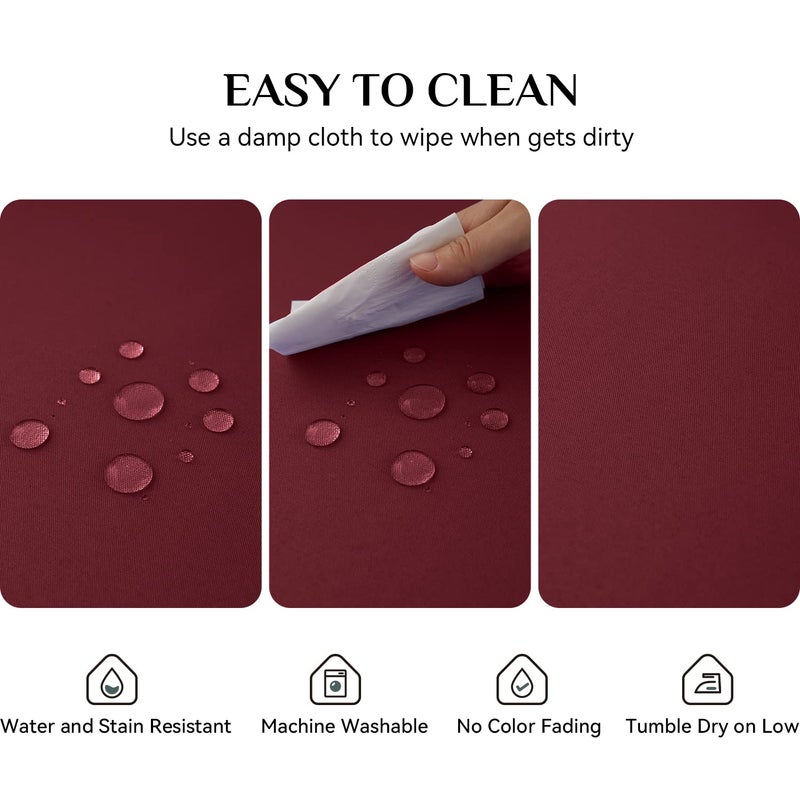 Softalker Round Tablecloth Waterproof & Stain Resistant Table Cloth Wrinkle Free Fabric Washable 210Gsm Polyester Table Cover For Dining/Party/Buffet/Wedding - 60 Inch, Burgundy - Image 3