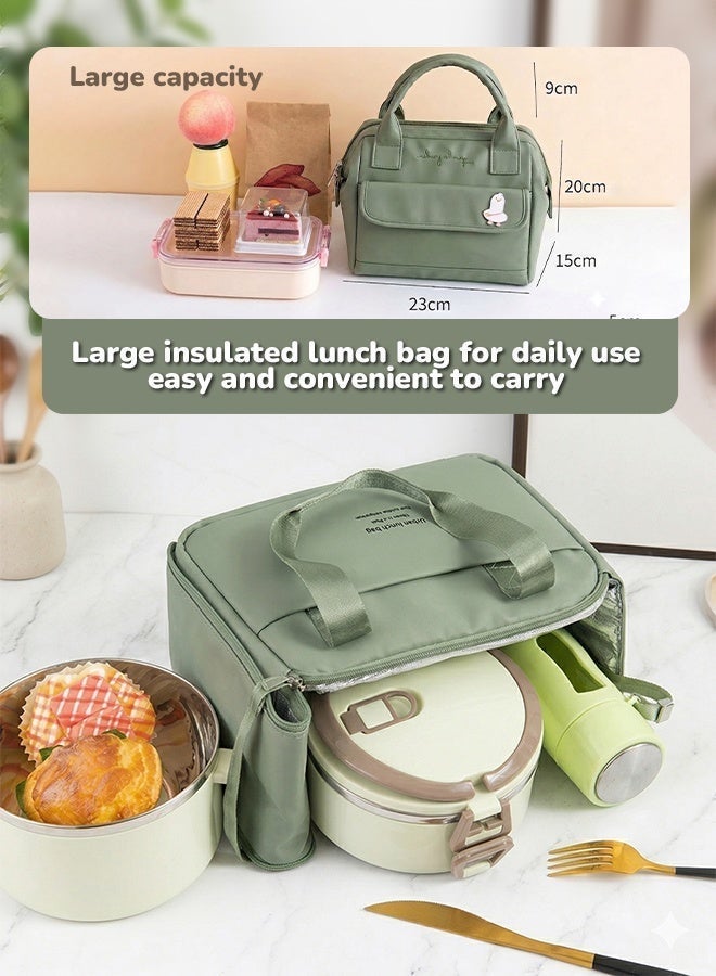 Arabayt Large‑Capacity Insulated Lunch Bag | Leak‑Proof Thermal Cooler Tote, Unisex Portable Food Storage Bag for School, Office & Outdoor Picnic (Green) - Image 2