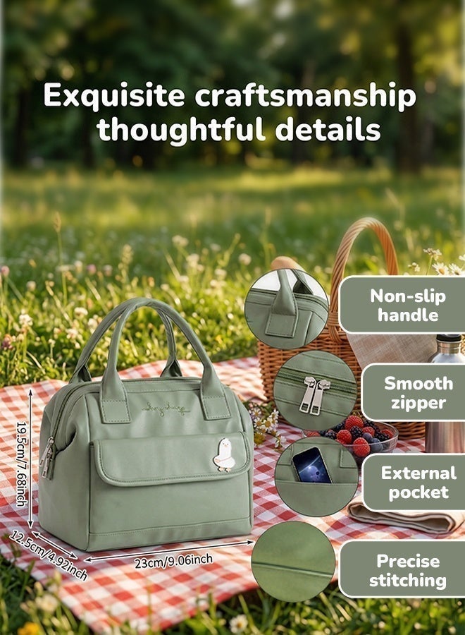 Arabayt Large‑Capacity Insulated Lunch Bag | Leak‑Proof Thermal Cooler Tote, Unisex Portable Food Storage Bag for School, Office & Outdoor Picnic (Green) - Image 3