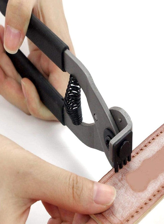 Terizger Leather Stitching Hole Punch Plier Clamp Cutter Leather Hand Pliers Leather Punch Tool for Belts Straps Saddles Fabric Leather DIY Craft (4 Prong) - Image 4
