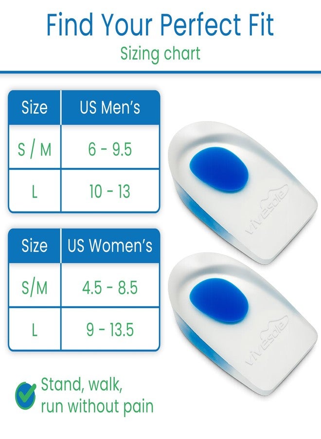 Vivesole 3 Pairs Gel Heel Cups For Heel Pain, Plantar Fasciitis - Silicone Cushion Pads for Achilles Tendonitis - Shock Absorbing Shoe Wedge Inserts for Bone Spur, Foot Pain Relief, Sore, Bruised - Image 5